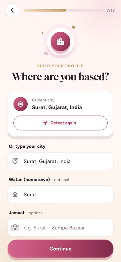 Setting your city, watan and jamaat